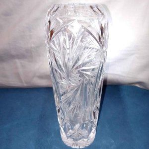 Vintage Bohemian Czech Cut Crystal Pinwheel Bud Vase